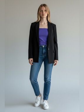Vince Black Single Breasted Soft Suiting Boyfriend Blazer Jacket Size 10